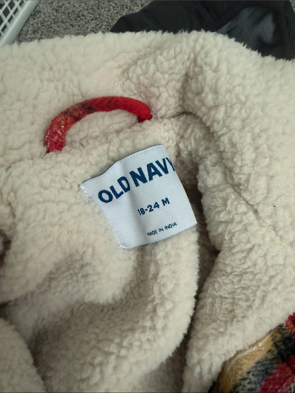 Old Navy Red Plaid Sherpa-Lined Kids Pea Coat